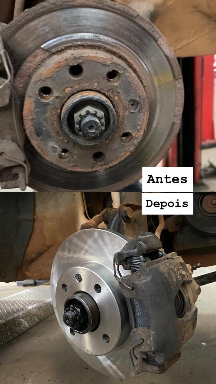 Disco de freio antes e depois da troca na Bravo Auto Center